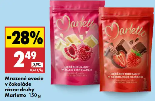 Mrazené ovocie v čokoláde, rôzne druhy