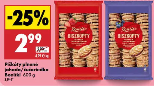 Bonitki piškóty plnené jahodovou/čučoriedkovou náplňou