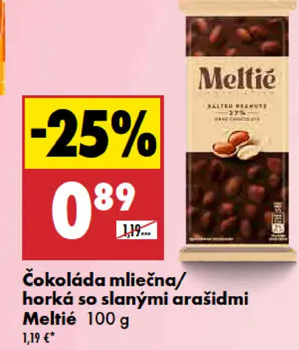 Meltíe čokoláda mliečna alebo horká so slanými arašidmi