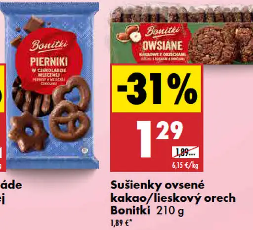 Sušienky ovsené kakao a lieskový orech Bonitki