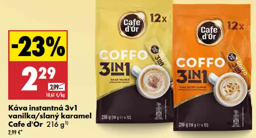 Cafe d'Or káva instantná 3v1 vanilka/slaný karamel
