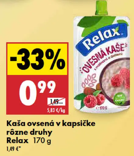 Relax ovsená kaša v kapsičke rôzne druhy