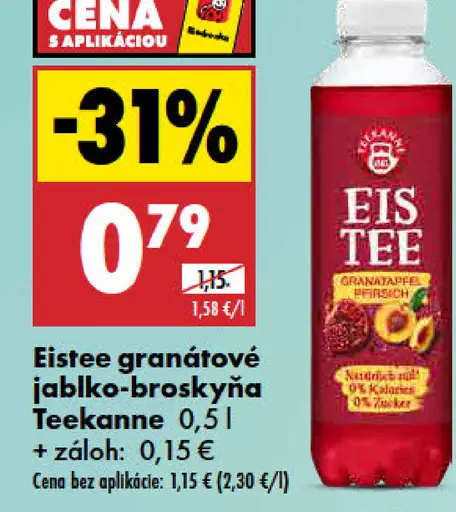 Teekanne ľadový čaj s granátovým jablkom, jablkom a broskyňou