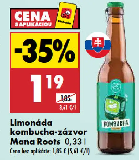 Mana Roots kombuchová limonáda so zázvorom