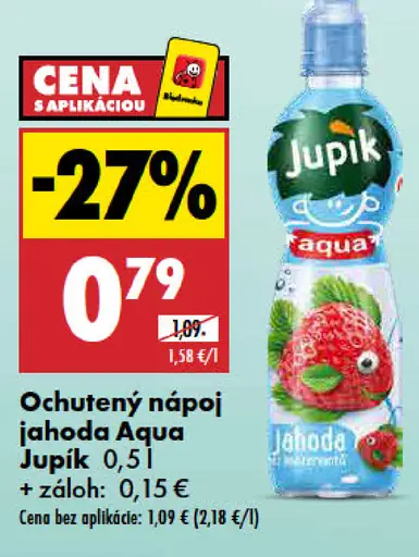 Jupik Aqua ochutený nápoj s jahodou