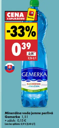 Gemerka jemne perlivá minerálna voda s horčíkom a vápnikom