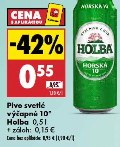 Holba Horská 10° svetlé výčapné pivo plechovka