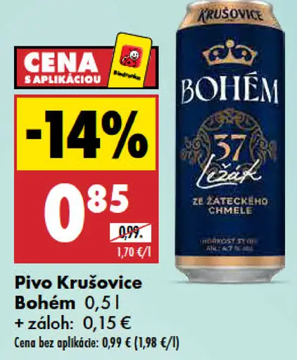 Krušovice svetlé pivo plechovka