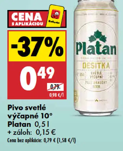 Platan 10° svetlé výčapné pivo plechovka
