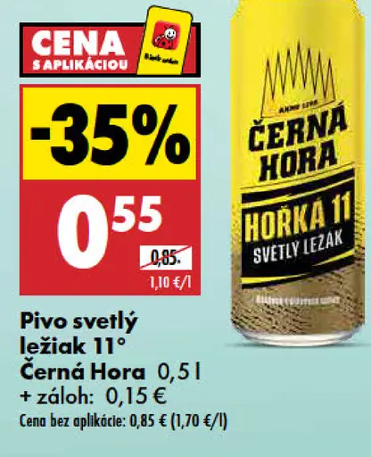 Černá Hora 11° svetlé pivo plechovka