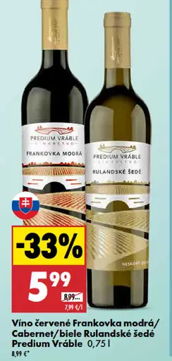 Predium Vráble Frankovka modrá červené polosuché víno