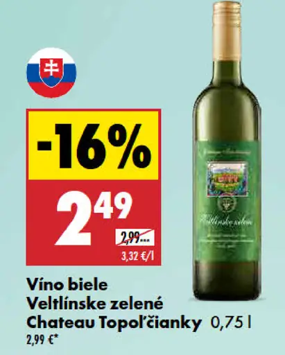 Chateau Topoľčianky Veltlínske zelené víno biele