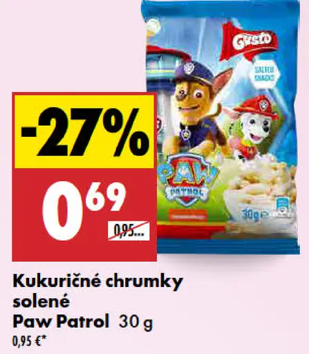 Paw Patrol kukuričné chrumky solené