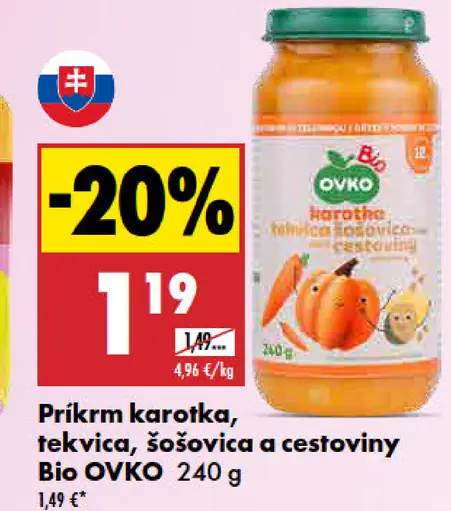 OVKO príkrm karotka, tekvica, šošovica a cestoviny