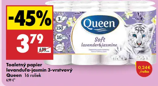 Queen toaletný papier levanduľa-jazmín 3-vrstvový