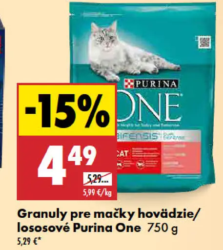 Purina One granuly pre mačky, hovädzie a lososové