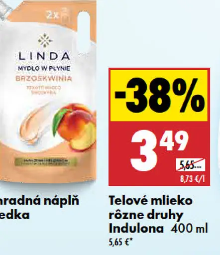 Indulona Telové mlieko rôzne druhy