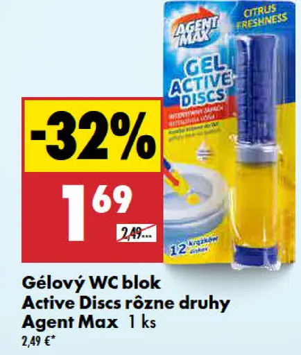 Agent Max gélový WC blok Active Discs rôzne druhy