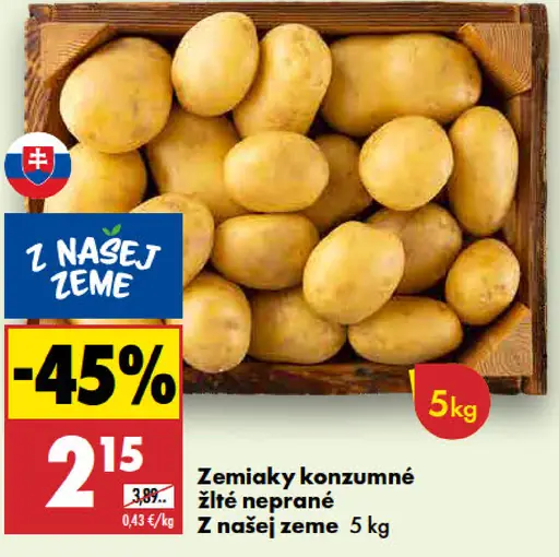 Zemiaky konzumné žlté neprané