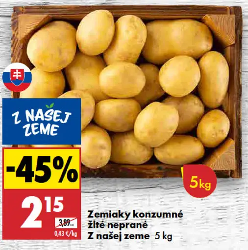 Zemiaky konzumné žlté neprané