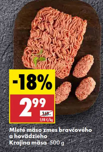 Krajina mäsa Mleté mäso zmes bravčového a hovädzieho mäsa