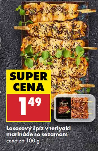 Lososový špíz v teriyaki marináde so sezamom