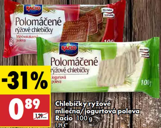 Chlebíčky ryžové s mliečnou polevou Racio