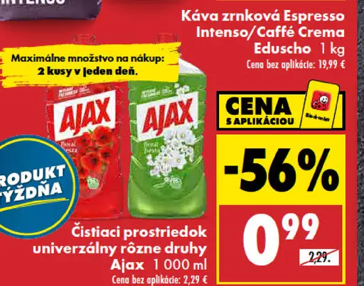 Ajax univerzálny čistiaci prostriedok rôzne druhy