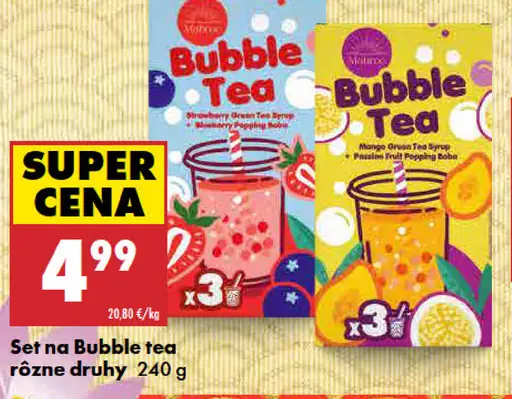 Bubble tea set s jahodovou príchuťou
