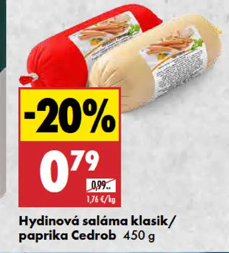 Cedrob hydinová saláma klasik alebo paprika