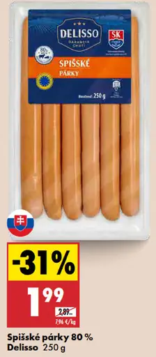 Delisso Spišské párky 80 %