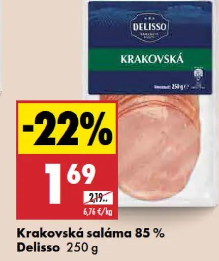 Krakovská saláma 85 % Delisso