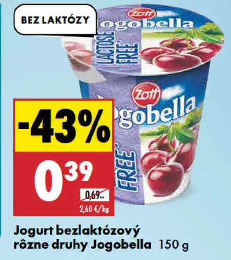 Zott Jogobella jogurt bez laktózy, rôzne druhy