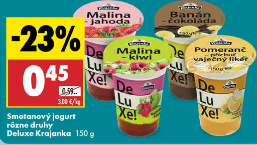 Krajanka Deluxe smotanový jogurt malina a jahoda
