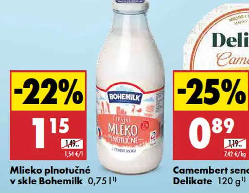 Bohemilk plnotučné mlieko v skle