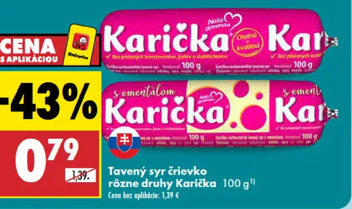 Karička tavený syr črievko, rôzne druhy