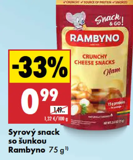 Rambyno syrový snack so šunkou
