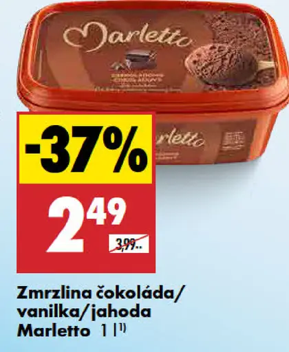 Marellto zmrzlina čokoláda, vanilka, jahoda