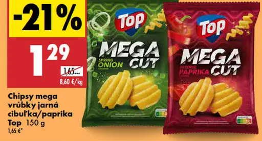 Top chipsy Mega Cut jarná cibuľka a paprika