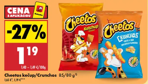 Cheetos kečup a Crunchos