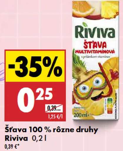 Riviva 100 % Šťava rôzne druhy