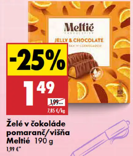 Meltie Želé v čokoláde višňa/pomaranč
