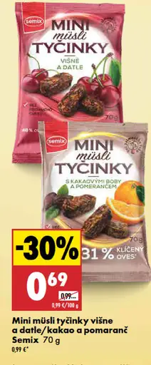 Mini müsli tyčinky višne a datle Semix