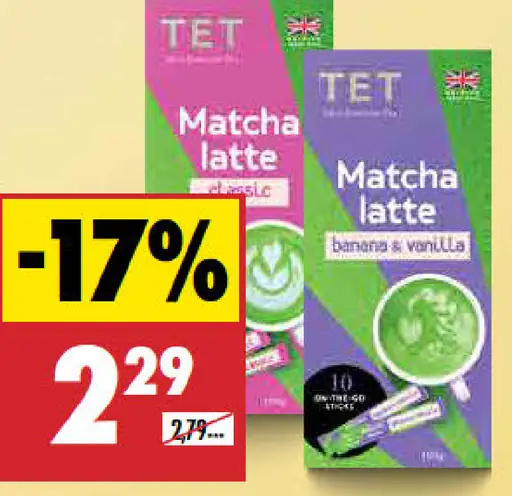 Matcha latte banán a vanilka Tet