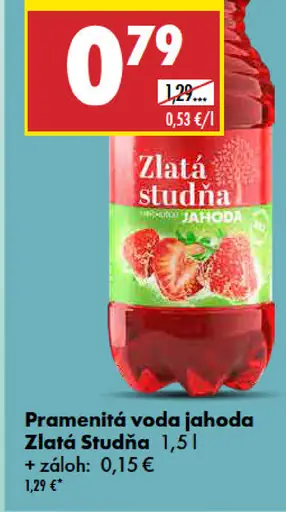 Pramenitá voda Jahoda Zlatá Studňa