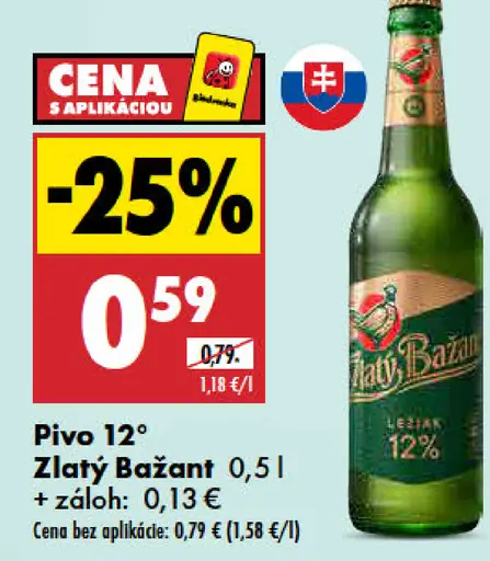 Pivo 12° Zlatý Bažant