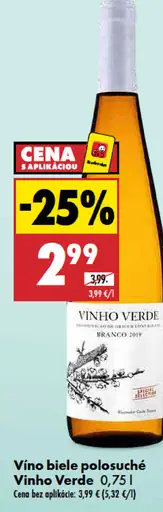 Víno biele polosuché Vinho Verde
