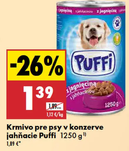 Pufi krmivo pre psy v konzerve jahňacie