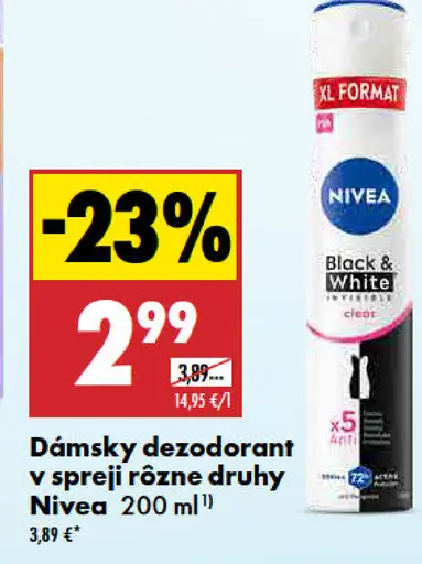 Dámsky deodorant v spreji Nivea, rôzne druhy