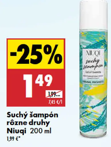 Suchý šampón rôzne druhy Niuqi